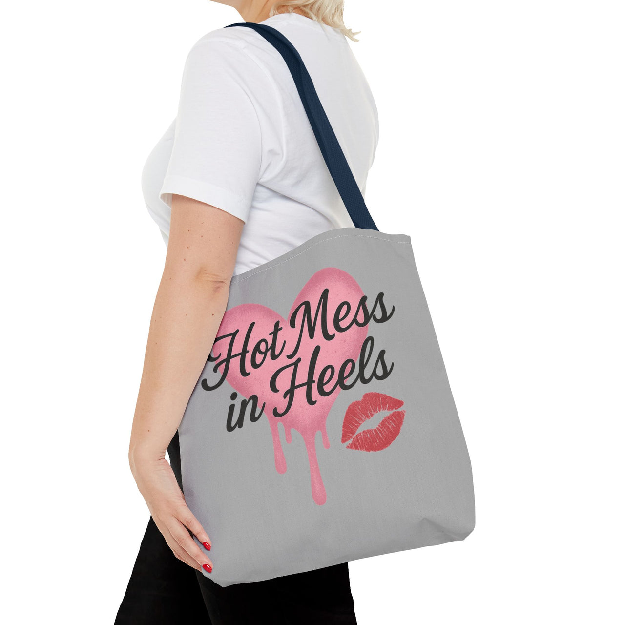 Hot Mess in Heels Tote Bag | Chic & Stylish Everyday Tote, Funny Sassy Gift for Her, Trendy Canvas Bag