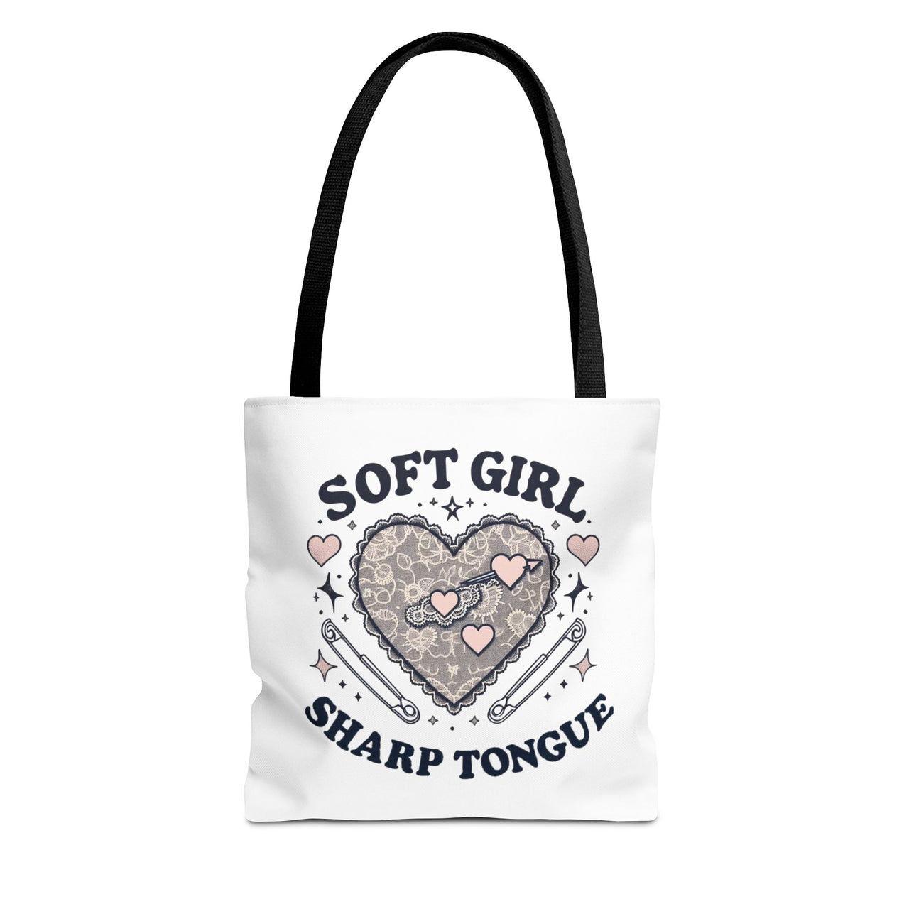 Soft Girl Sharp Tongue Tote Bag | Cute & Edgy Canvas Bag, Feminine Aesthetic, Reusable Grocery & Everyday Tote