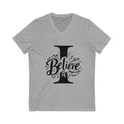 Gray t-shirt with 'I Believe In Me' text design on a white background