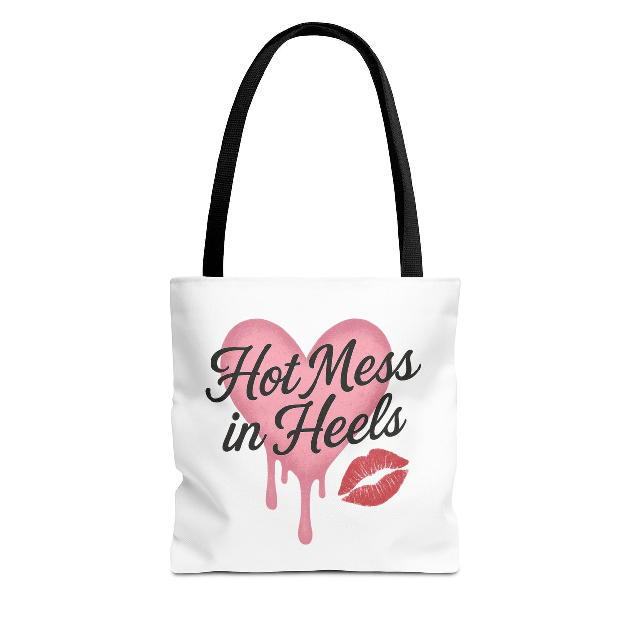 Hot Mess in Heels Tote Bag White | Bold Feminine Everyday Tote, Fun Sassy Gift for Her, Stylish Canvas Bag