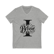 Gray t-shirt with 'I Believe In Me' design on a white background