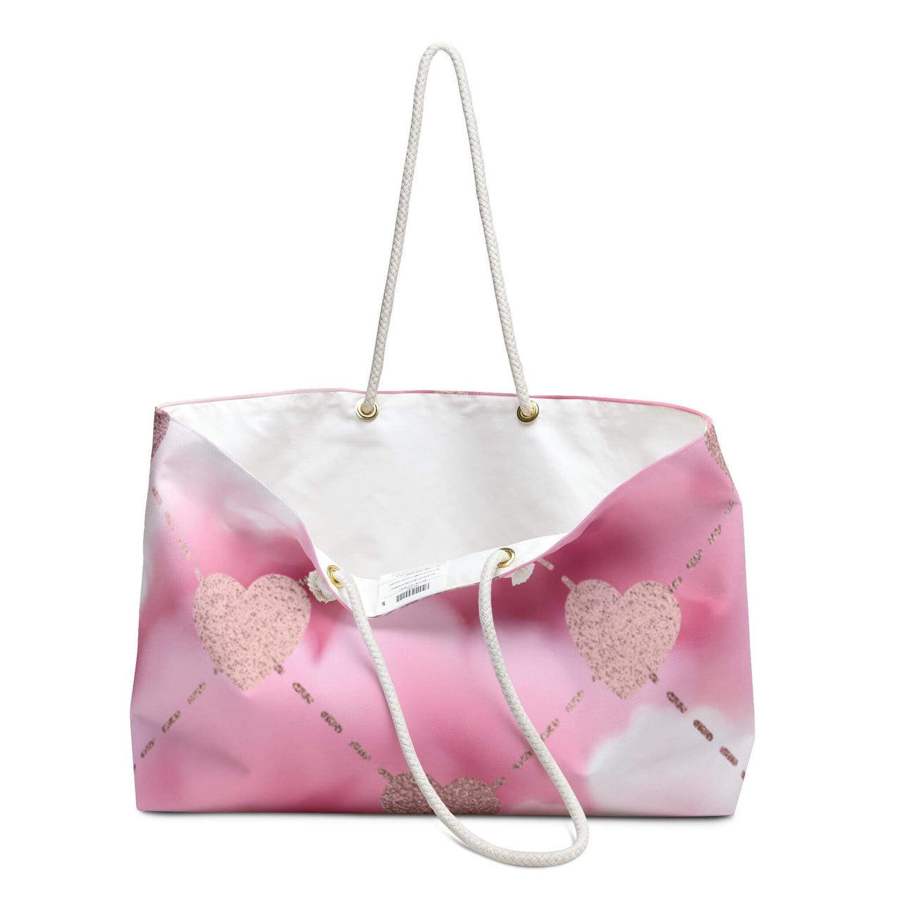 Love in Bloom Tote Bag | Pink Gradient Heart Accent Weekender Bag