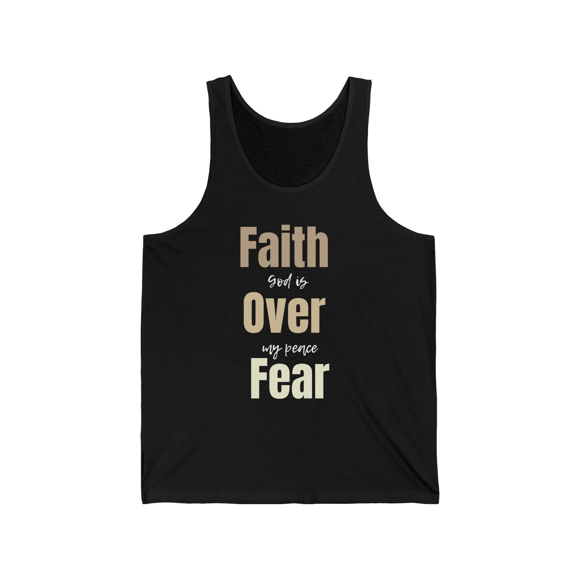 Black tank top with motivational text on a white background