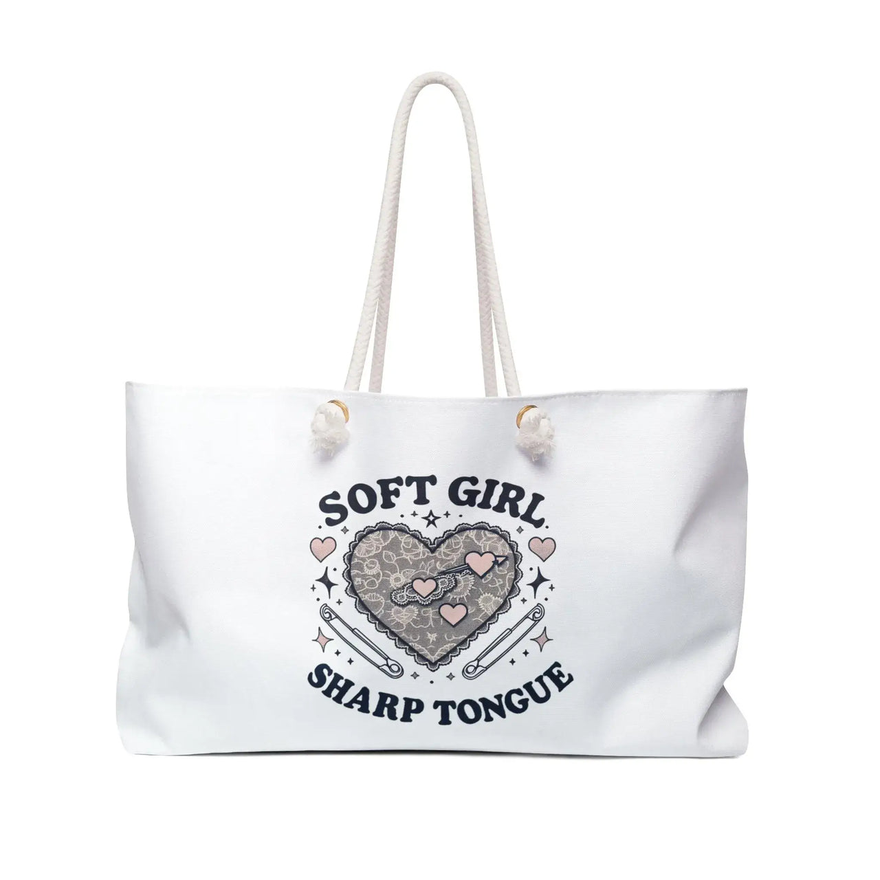 Soft Girl Sharp Tongue Weekender Bag | Cute & Edgy Oversized Travel Tote