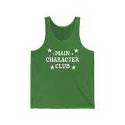 Green tank top with 'Main Character Club' text on a white background