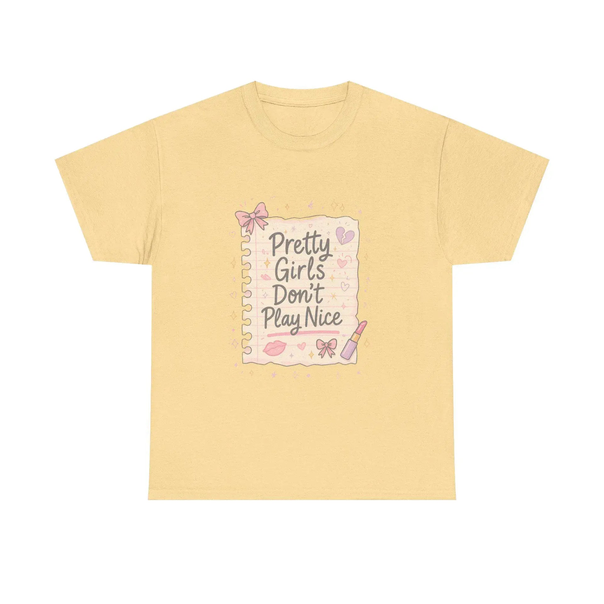 Yellow t-shirt with a graphic design on a white background