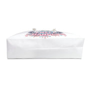 White box with colorful text and graphics on a white background