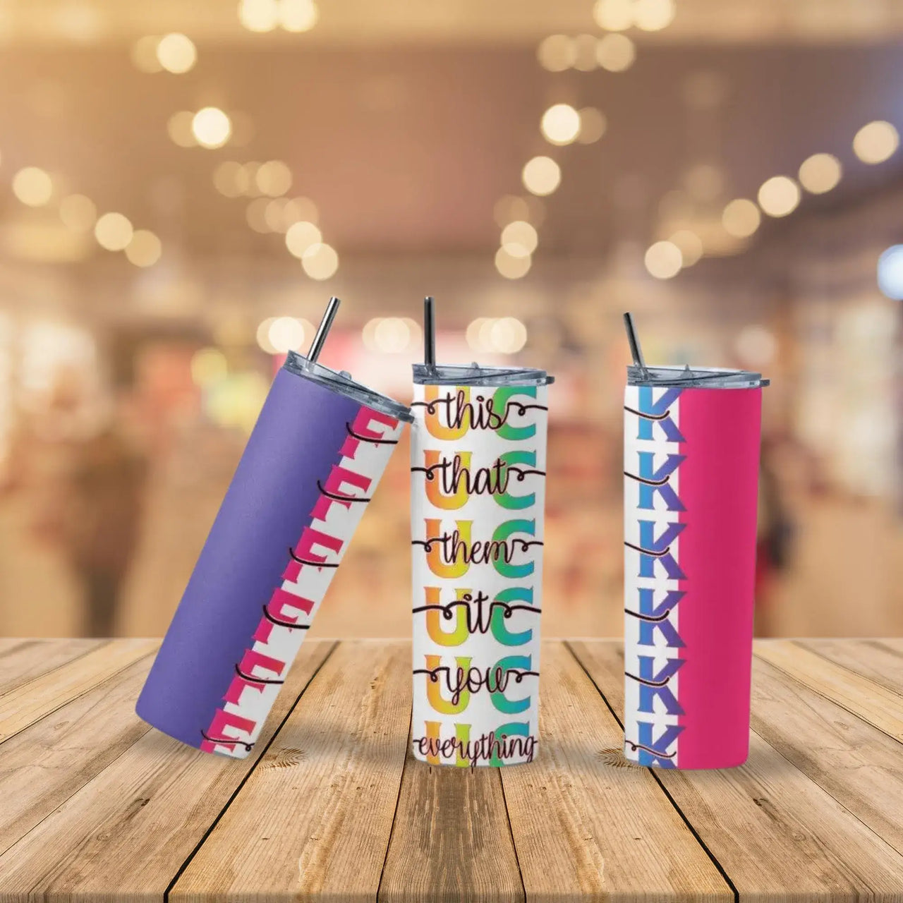 Bold Wordplay Tumbler | 20oz Stainless Steel Cup with Colorful Letter Design