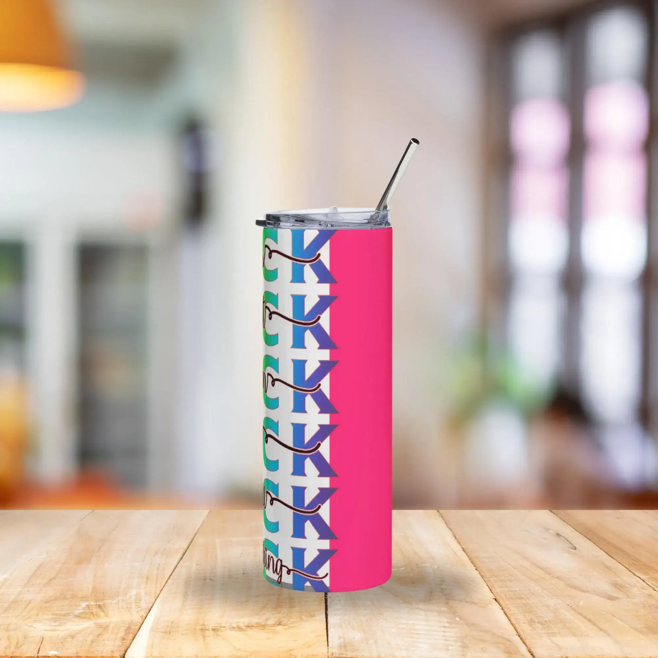 Bold Wordplay Tumbler | 20oz Stainless Steel Cup with Colorful Letter Design