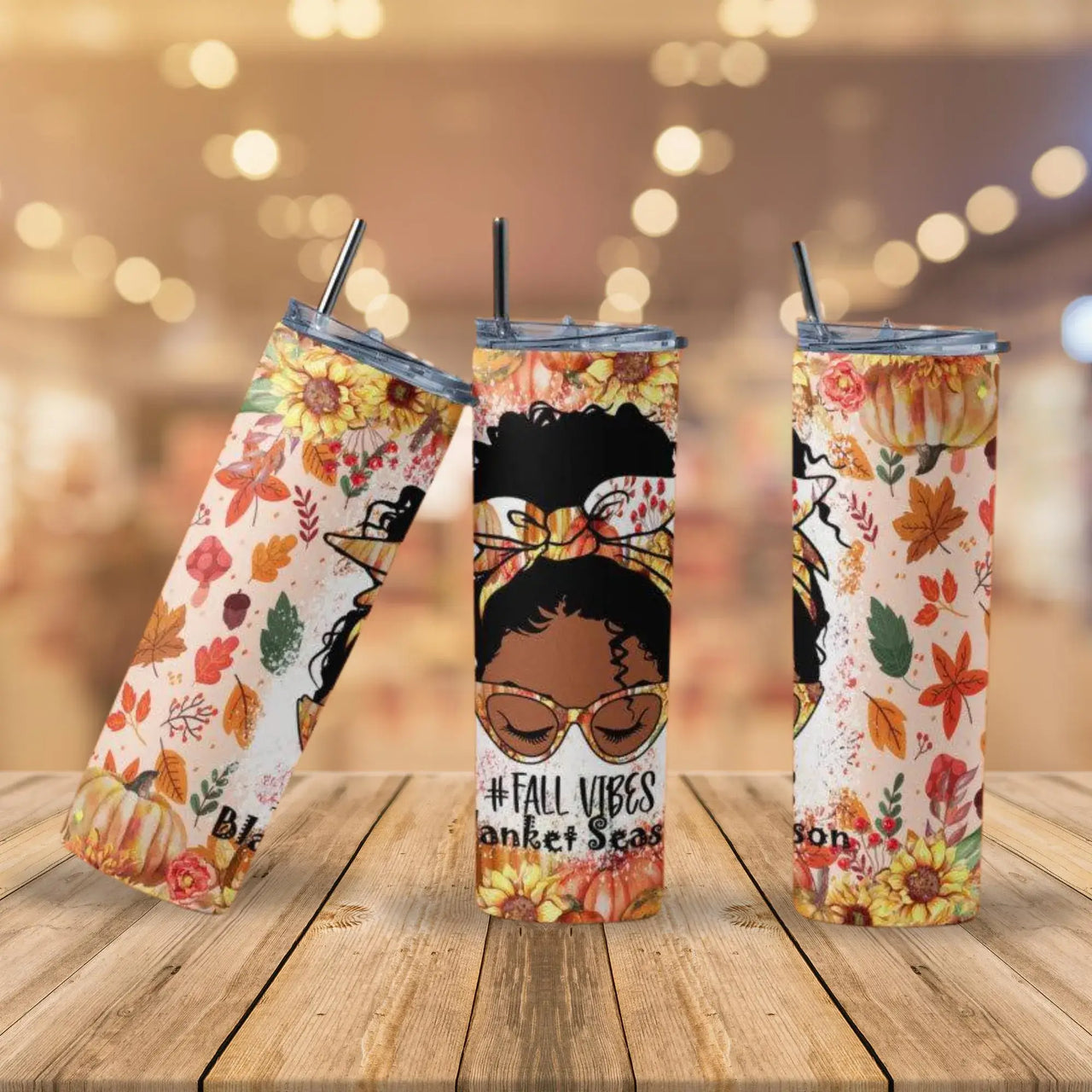 Fall Vibes Blanket Season Tumbler | 20oz Stainless Steel Autumn Floral Cup