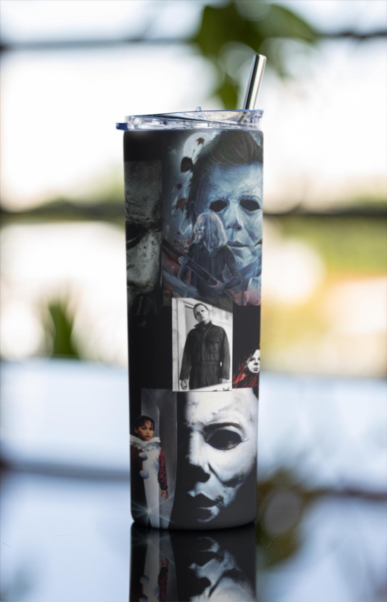 Michael Myers Horror Collage Tumbler | 20oz Stainless Steel Slasher Cup for Halloween Fans
