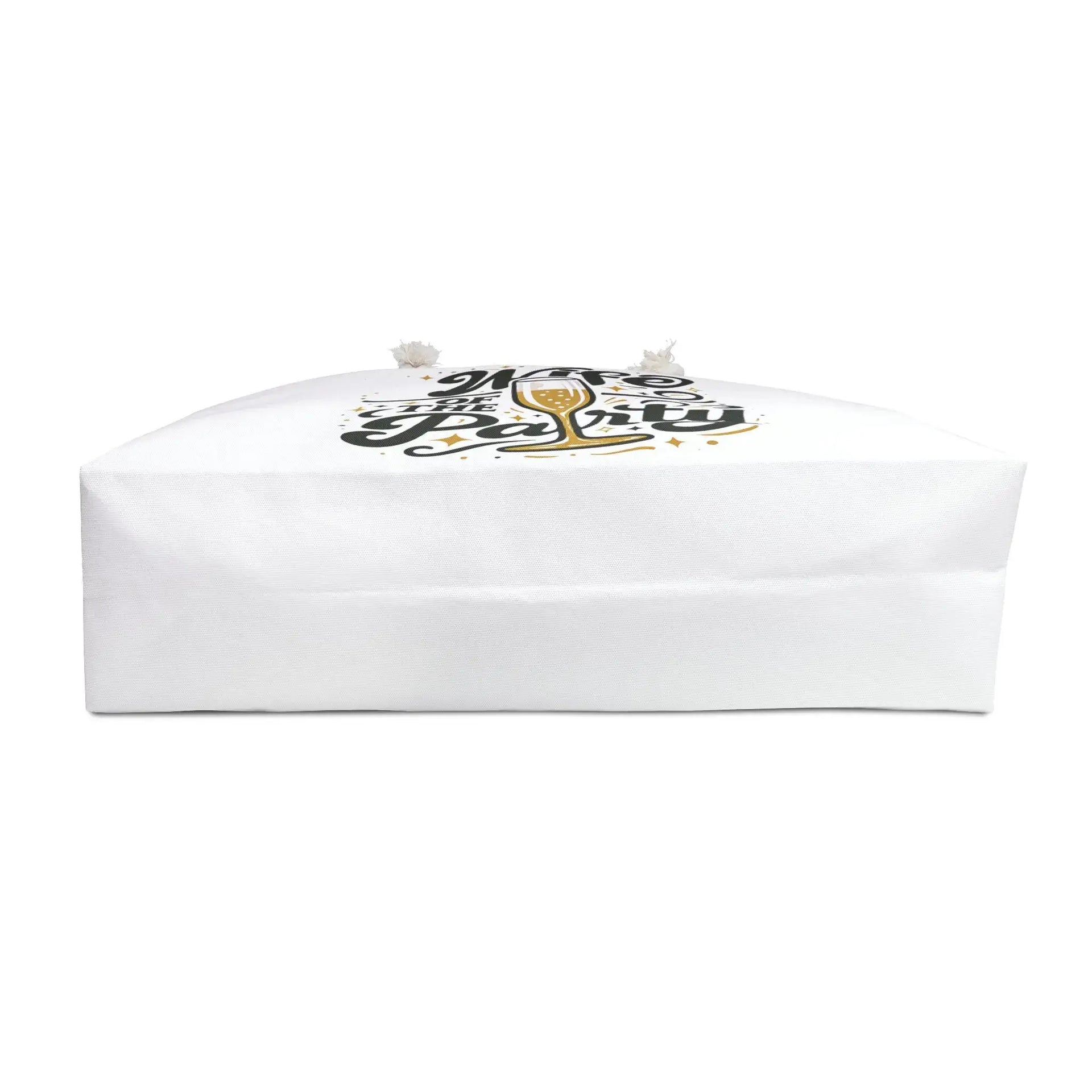 White box with a black and gold design on a white background