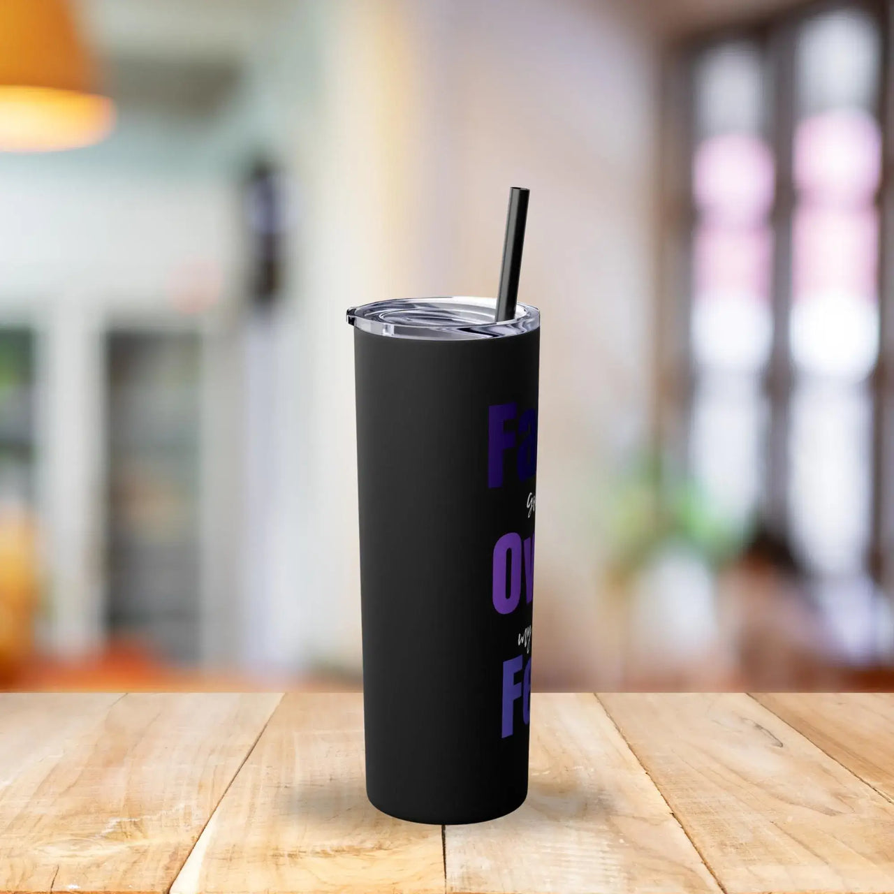 Faith Over Fear Tumbler | 20oz Black Stainless Steel Insulated Cup with Christian Quote