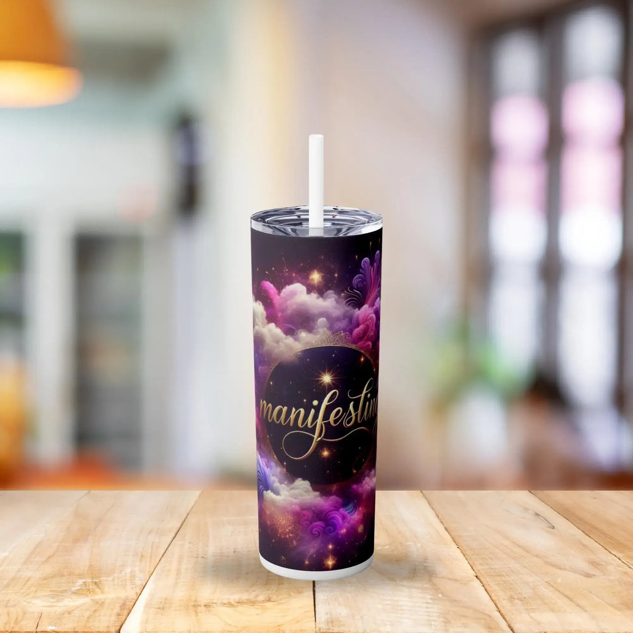 Manifesting Magic Tumbler | 20oz Stainless Steel Cup with Dreamy Cloud & Galaxy Design