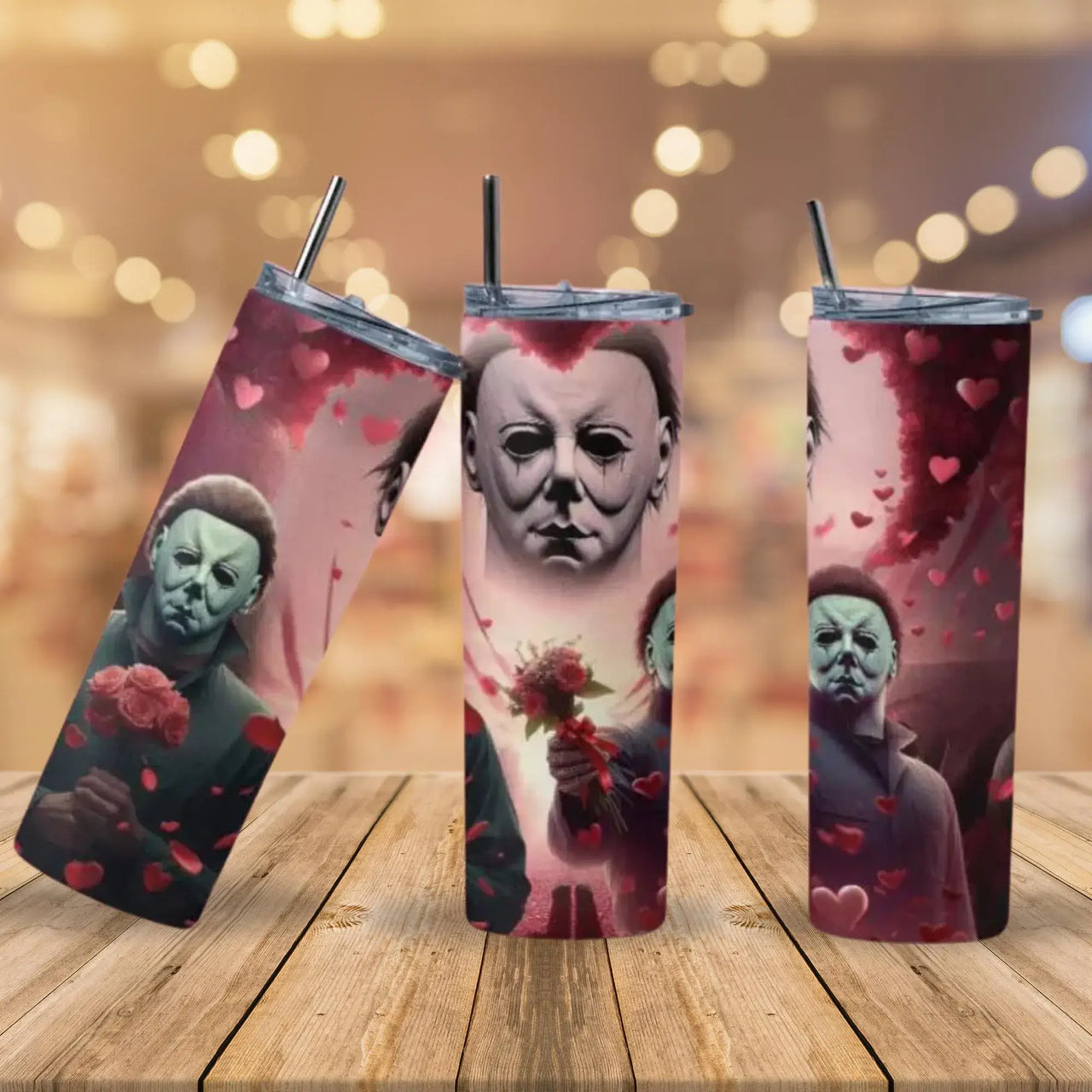 Killer Romance Tumbler | 20oz Stainless Steel Cup with Horror Valentine Design