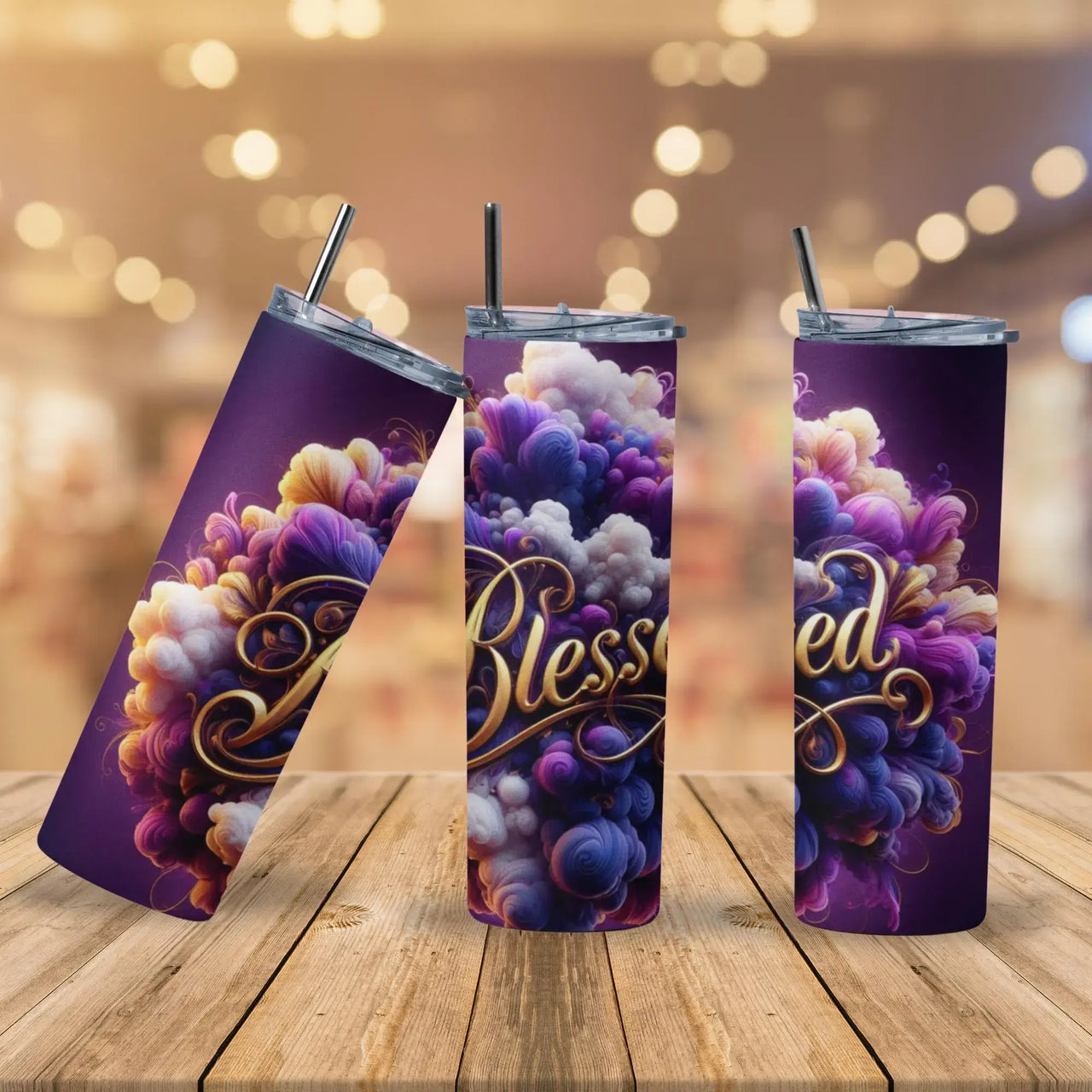 Blessed Tumbler | 20oz Stainless Steel Cup with Vibrant Floral Smoke Art