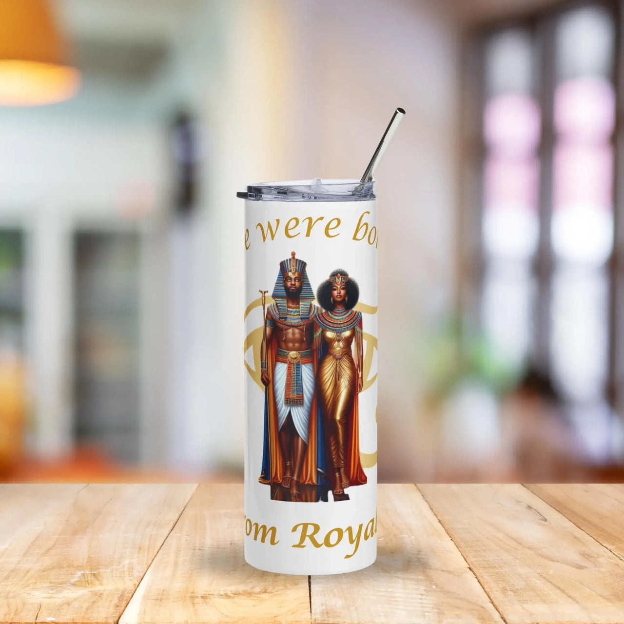Born From Royalty Tumbler | 20oz Stainless Steel Cup with Egyptian King & Queen Design