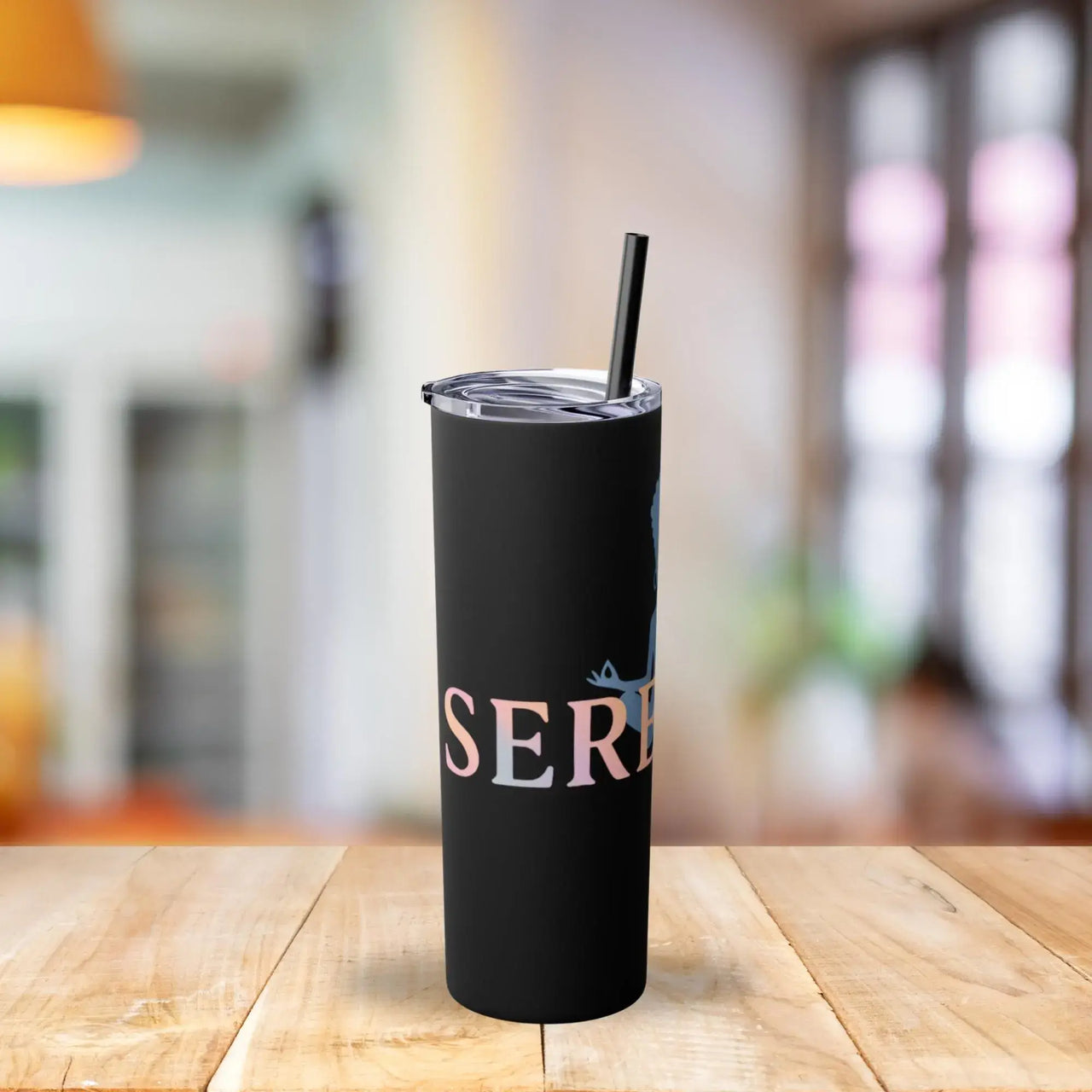 Serenity Afro Silhouette Tumbler | 20oz Stainless Steel Cup with Pastel Ombre Text