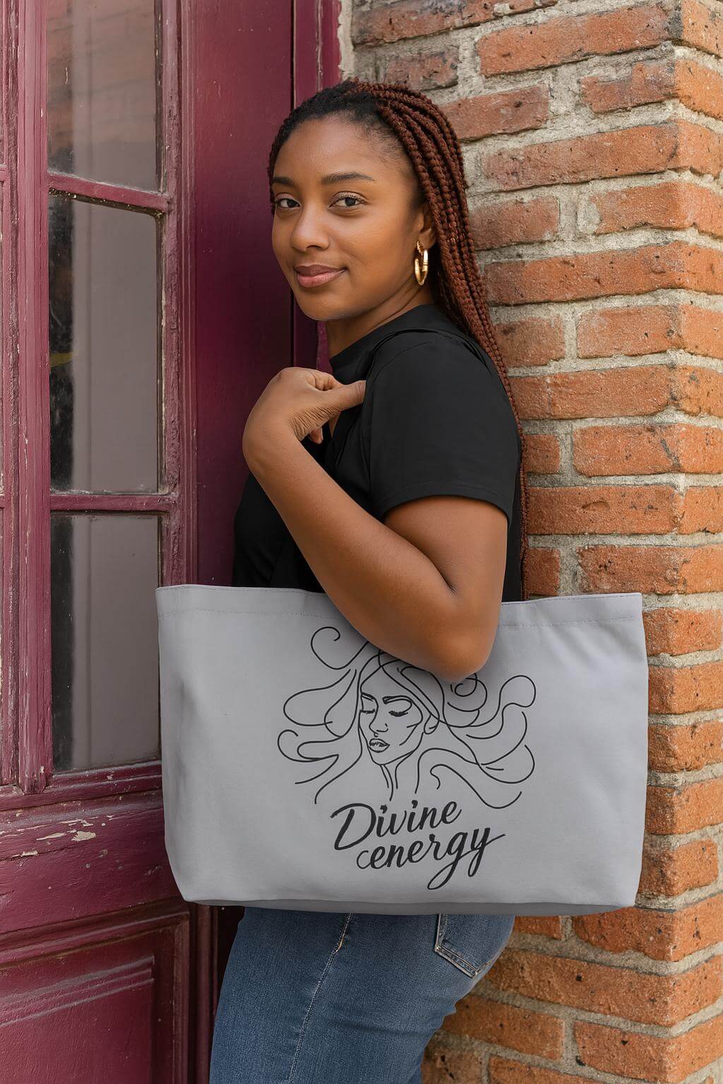 Divine Energy Weekender Tote Bag | Boho Goddess Oversized Travel & Beach Bag