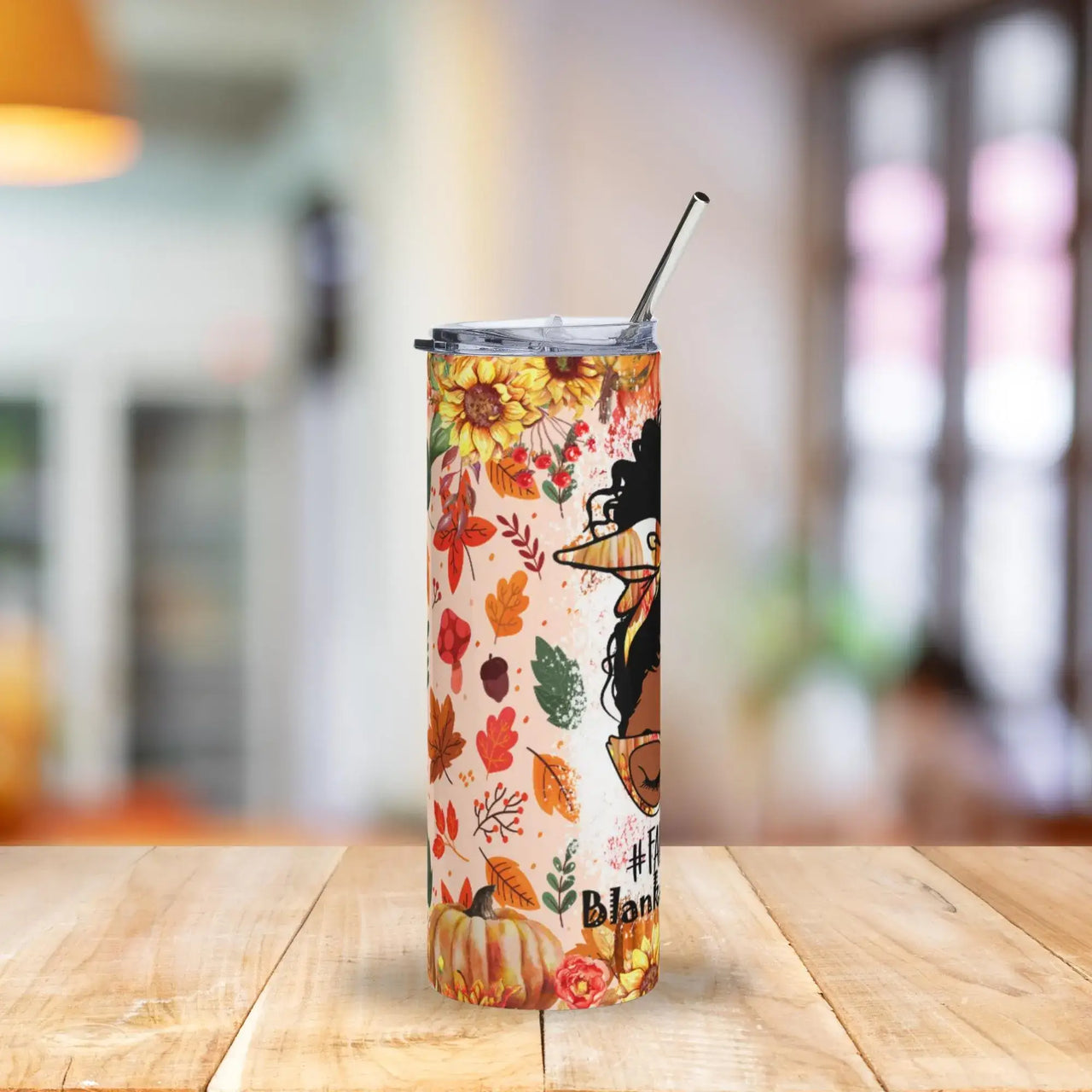 Fall Vibes Blanket Season Tumbler | 20oz Stainless Steel Autumn Floral Cup