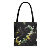Tote bag with decorative design on a black background