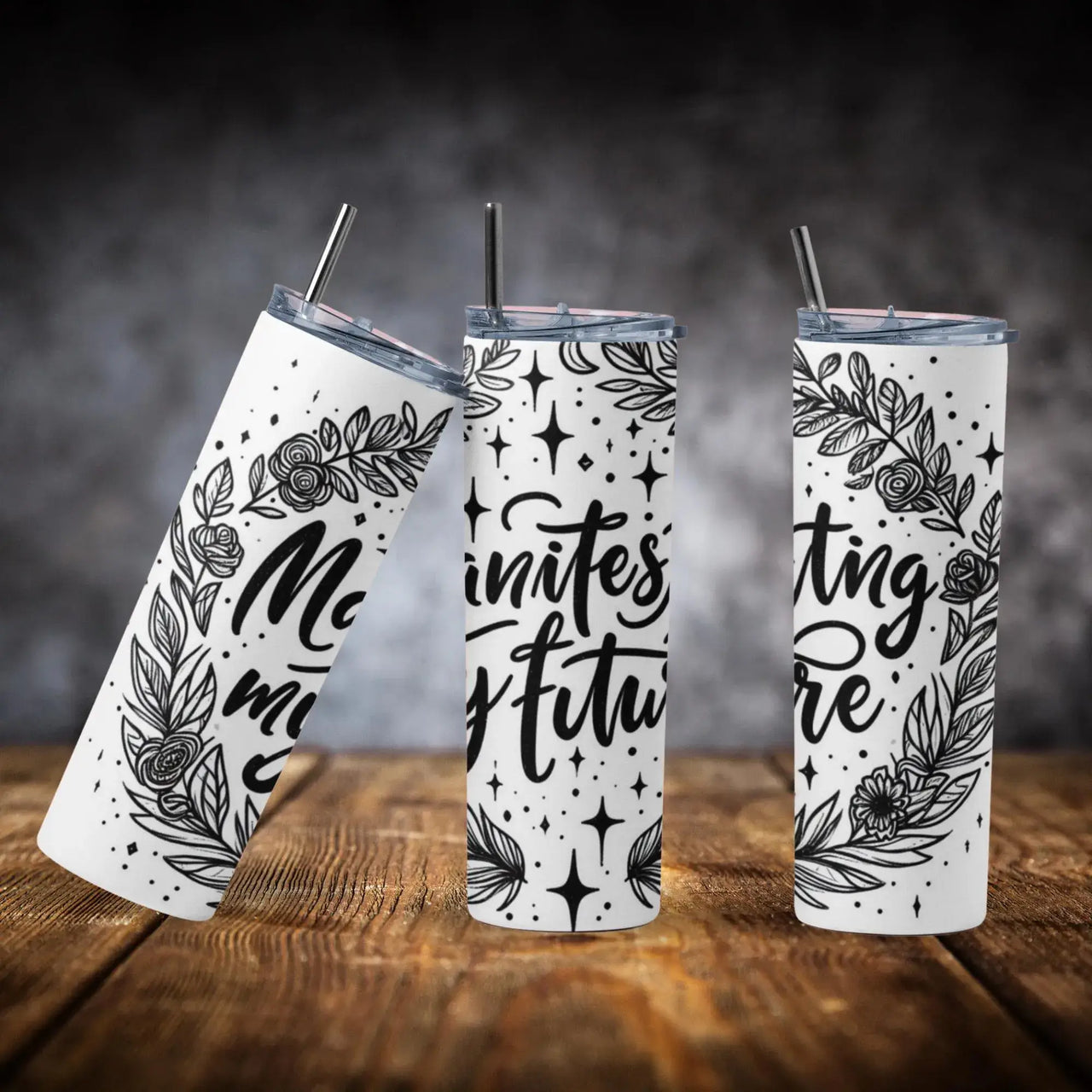 Manifest My Future Tumbler | 20oz Stainless Steel Floral Cup with Inspirational Quote