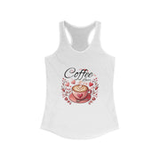 White tank top with 'Coffee Lover' design on a white background