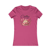 Pink t-shirt with a coffee-themed graphic and 'Coffee Lover' text on a white background