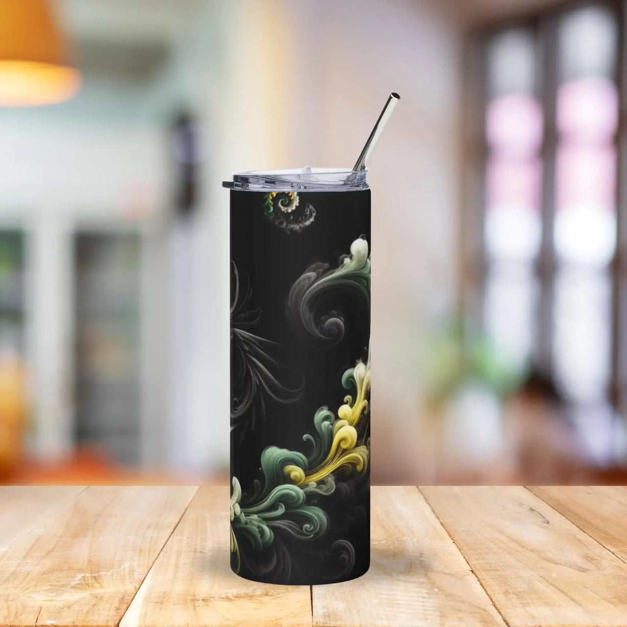 Midnight Dragon Tumbler | 20oz Stainless Steel Cup with Smoky Swirl Mythical Design