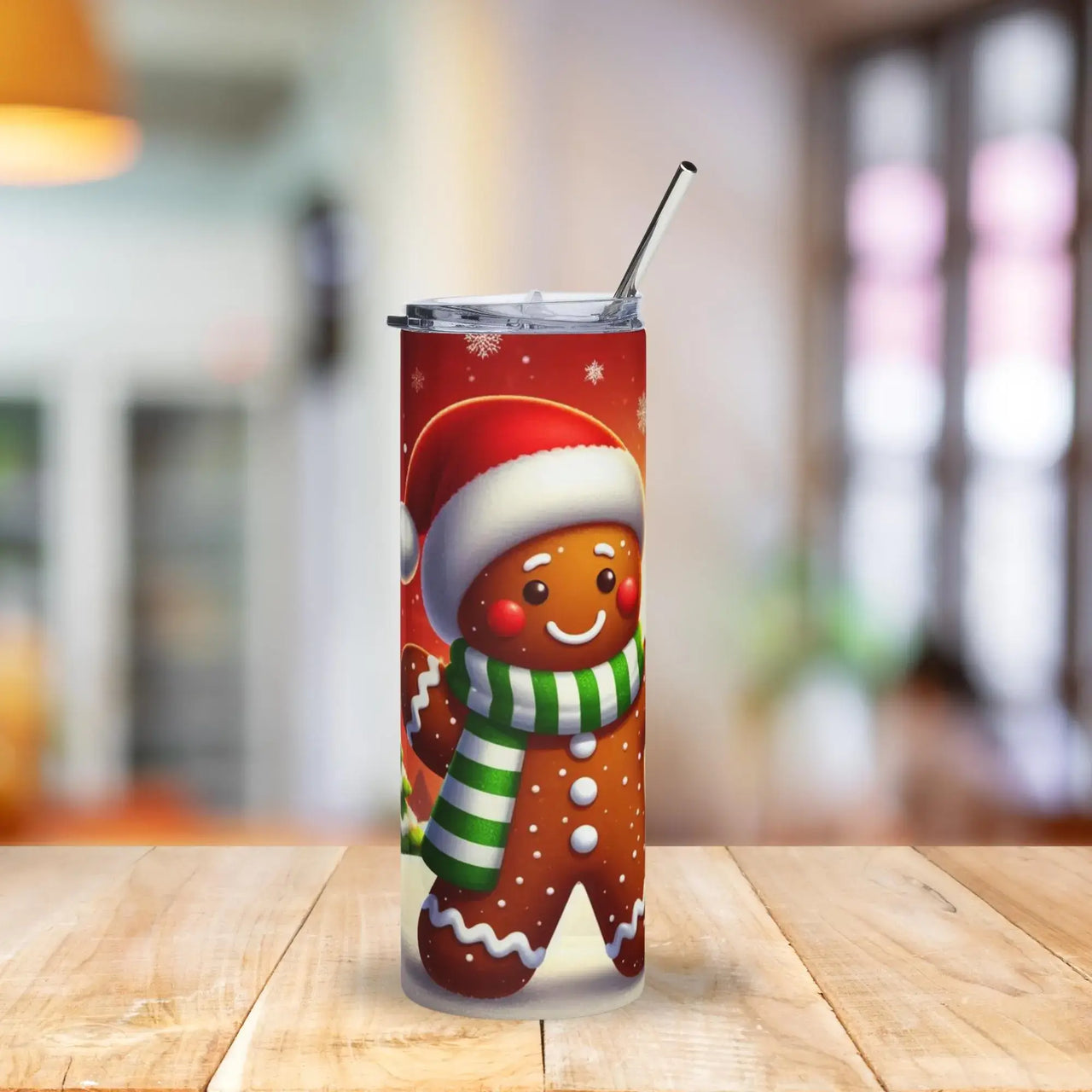 Gingerbread Wonderland Tumbler | 20oz Stainless Steel Cup with Festive Holiday Scene | Cute Holiday Mug Gift for Her