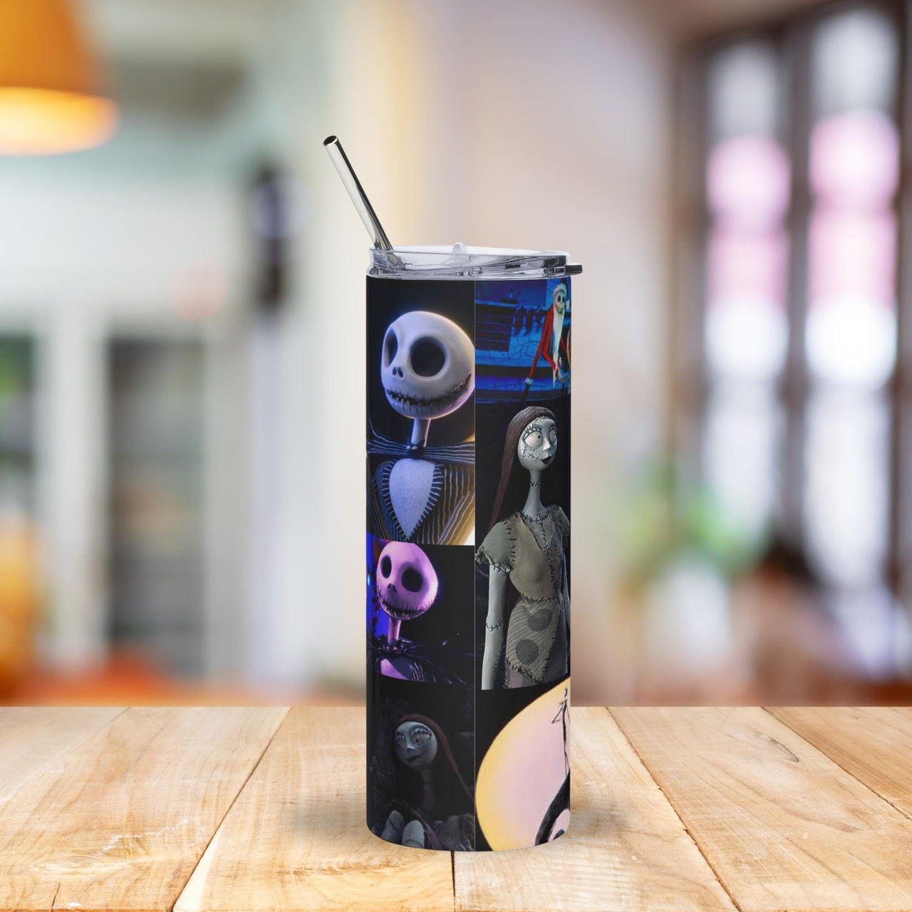 Nightmare Halloween Collage Tumbler | 20oz Stainless Steel Cup with Spooky Movie Scenes