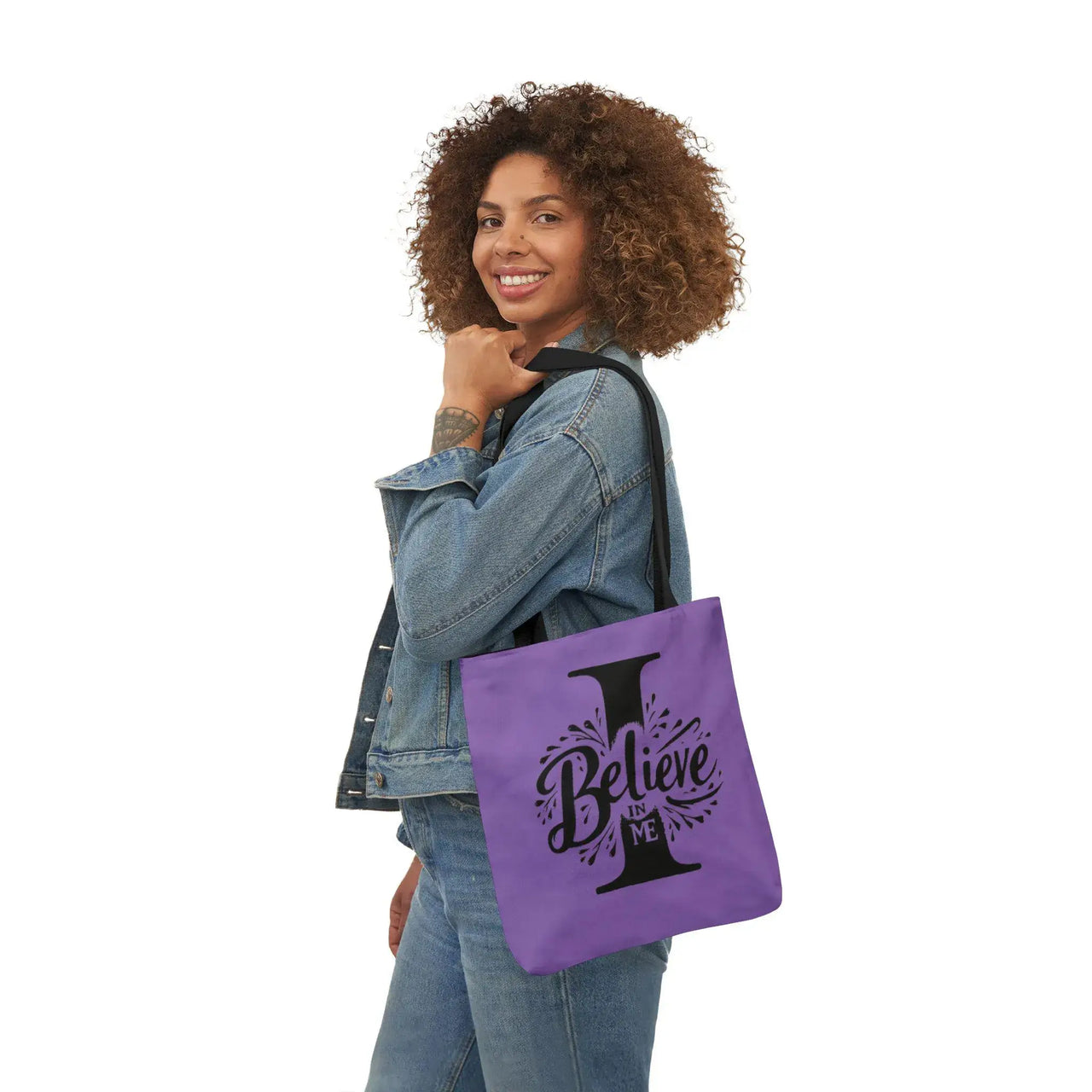Believe in Me Tote Bag | Motivational Quote Tote with Multiple Strap Colors