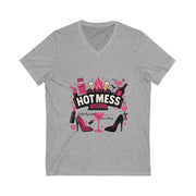 Gray t-shirt with a colorful graphic and 'Hot Mess' text on a white background