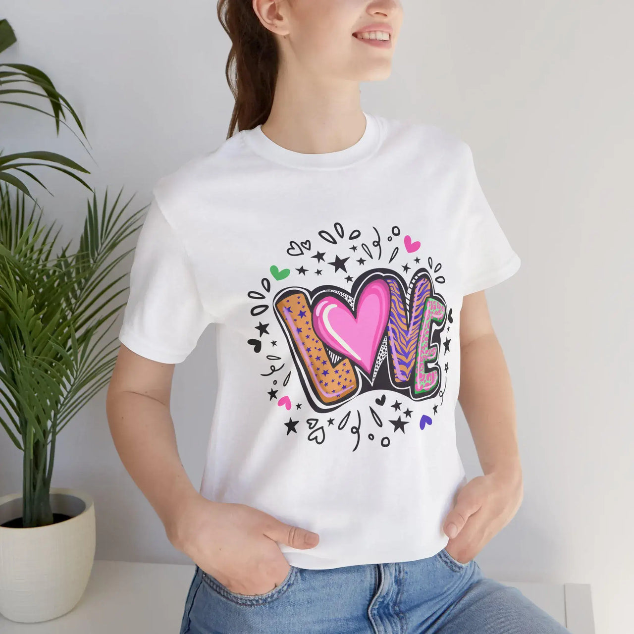 LOVE Graphic Tee | Colorful Unisex Jersey Short Sleeve Shirt for Everyday Wear