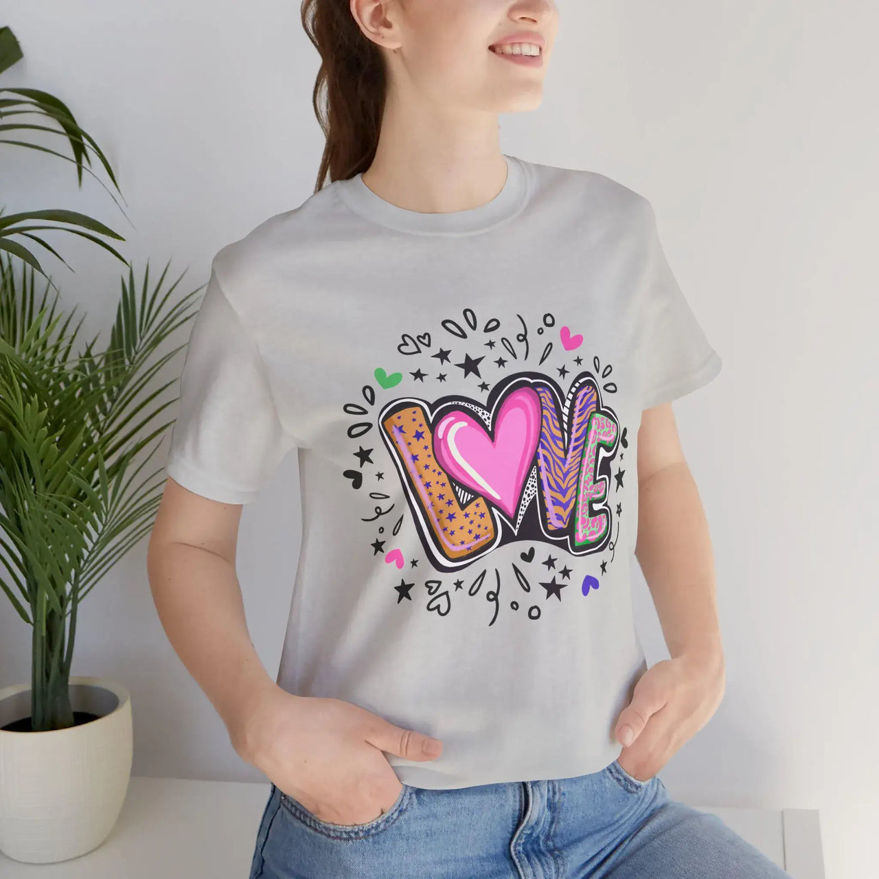 LOVE Graphic Tee | Colorful Unisex Jersey Short Sleeve Shirt for Everyday Wear
