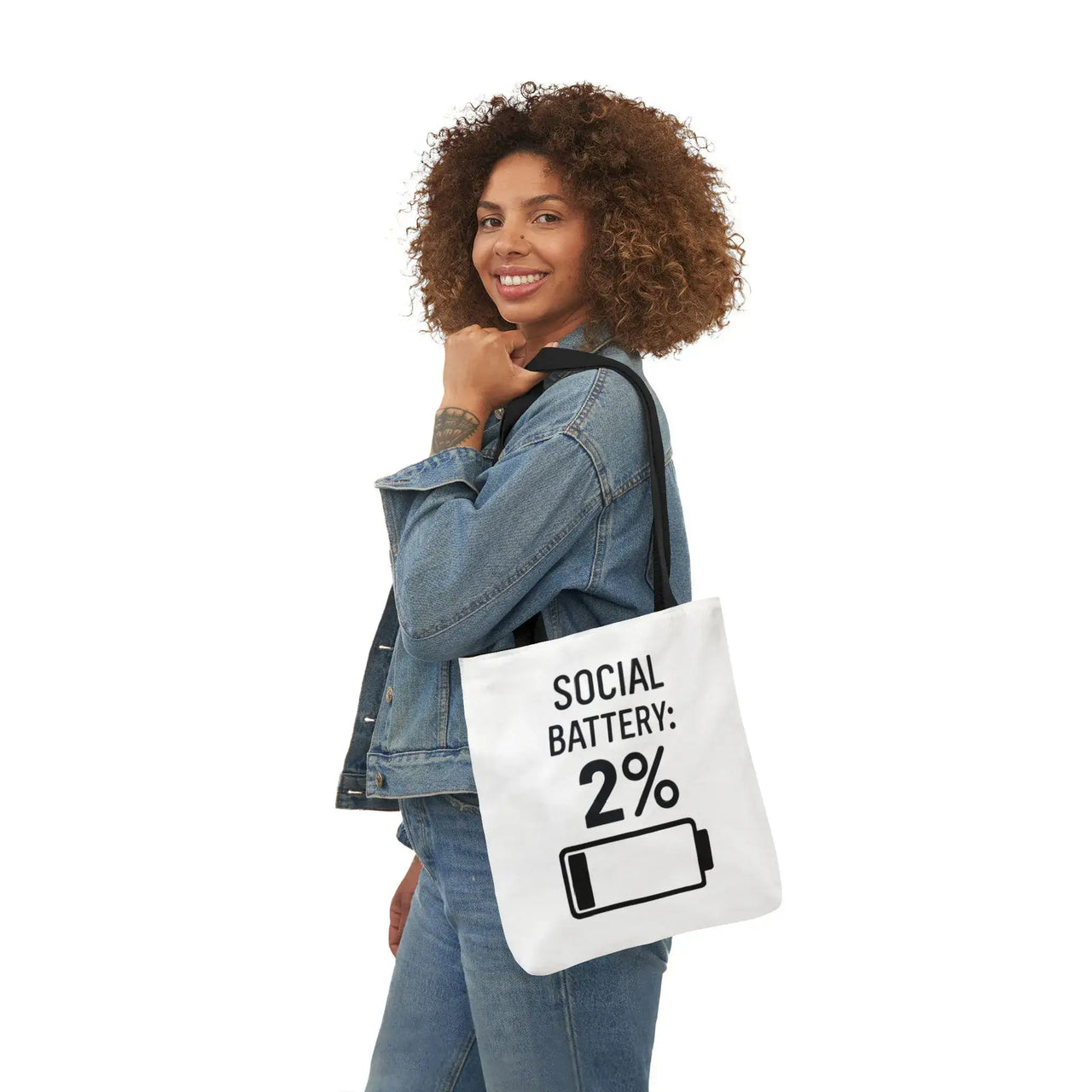 Social Battery Low Canvas Tote Bag | Eco-Friendly Reusable Shopping & Beach Bag