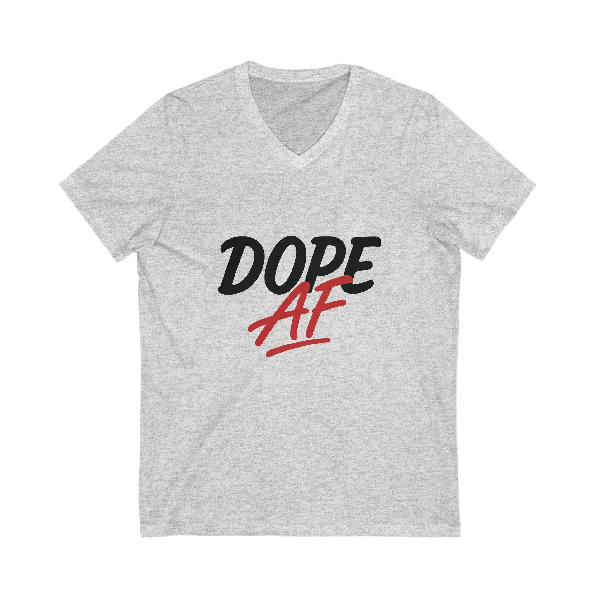 Gray t-shirt with 'DOPE AF' text on a white background