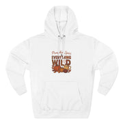 White hoodie with 'Pumpkin Spice Everything Wild' text and graphics on a white background