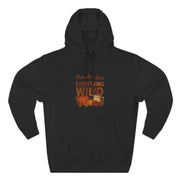 Black hoodie with 'Pumpkin Spice Everything Wild' text and graphics on a white background
